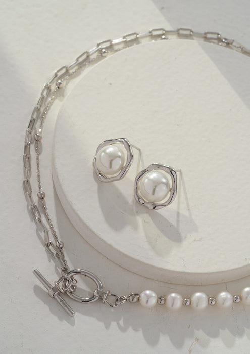 Sterling Silver Spliced Pearl Chanin Necklace