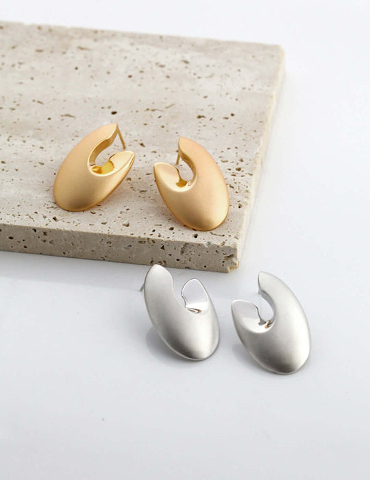 Chubby Irregular Stud Silver Earrings