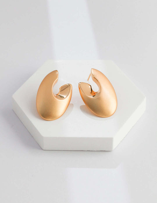 Chubby Irregular Stud Silver Earrings