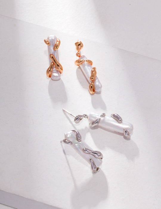 Boucles d'oreilles en argent sterling avec perles baroques