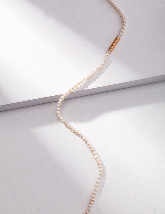 Simple elegant sterling silver pearl necklace