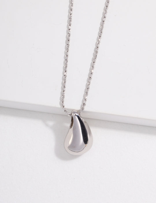 Water Drop Pendant Silver Charm Layering Necklace