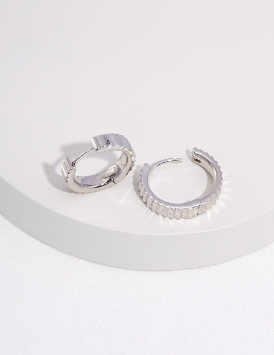 Sterling Silver Gear Small Hoop Earrings