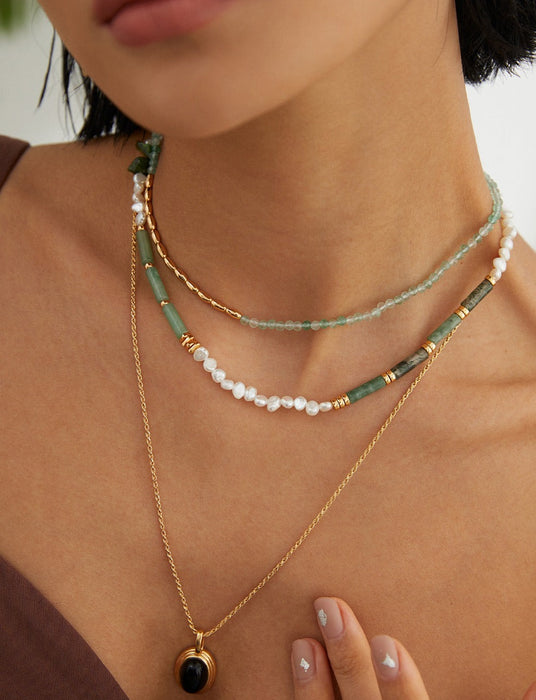 Tropical Sterling Silver Agate Parl Necklace