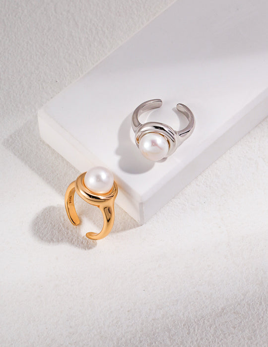 18k Gold-Plated Silver Pearl Ring