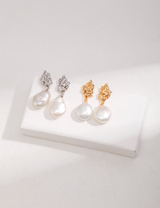 Baroque Pearl Sterling Silver Drop Earrings