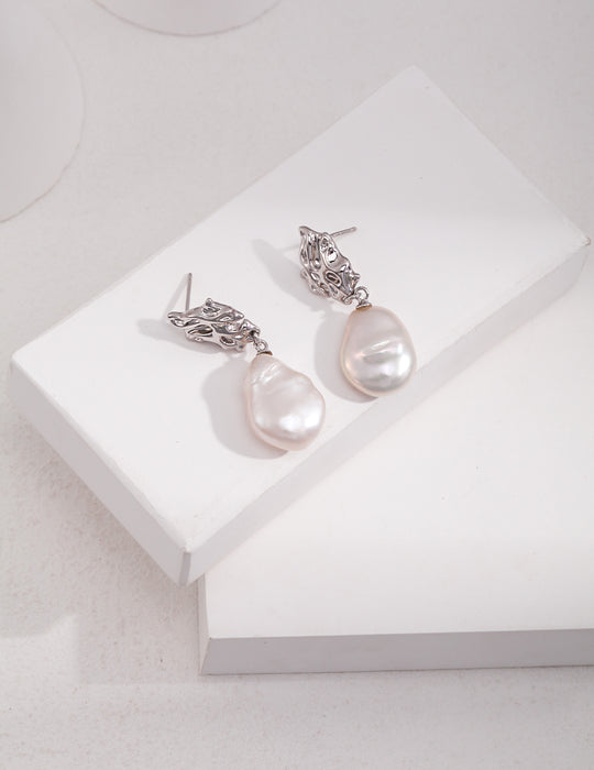 Baroque Pearl Sterling Silver Drop Earrings