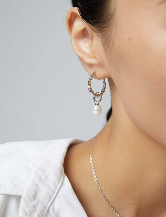 Pearl Drop Small Hoop Earrings