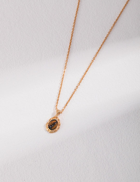 Tiger's Eye Pendant Charm Chain Necklace