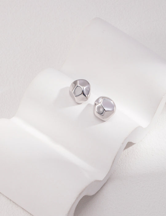 Molten Irregular Silver Small Charm Stud Earrings