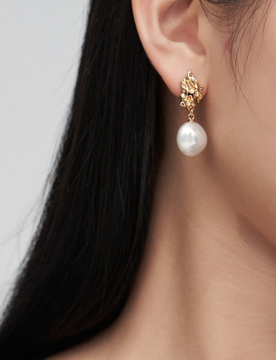 Baroque Pearl Sterling Silver Drop Earrings