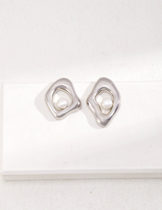 Sterling silver natural pearl AB earrings