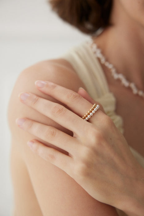 Bead Surrounded Sweet and Romantic Ring