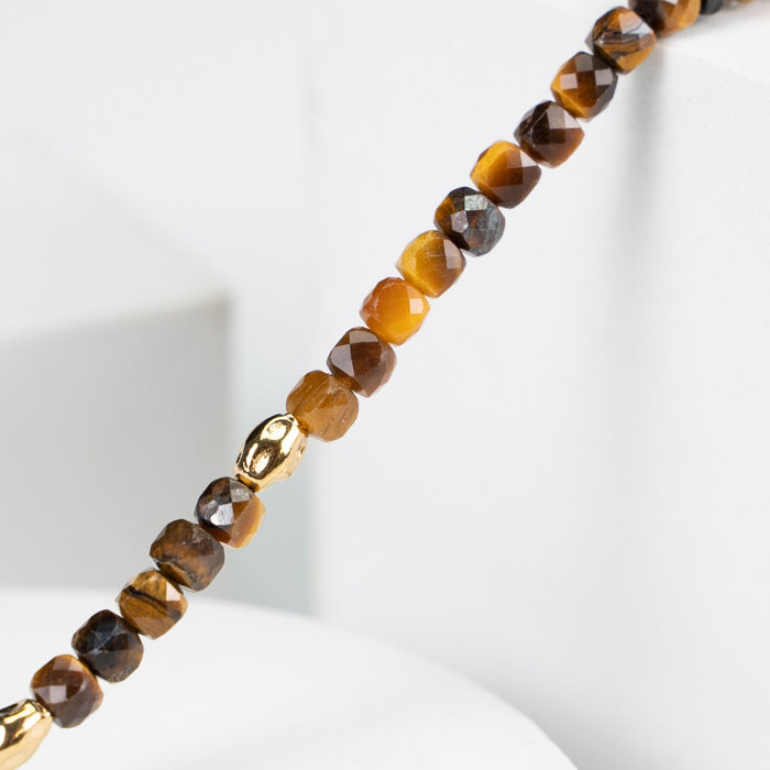 Sunset Caramel Tiger Eye 18k Gold-Plated Silver Necklace