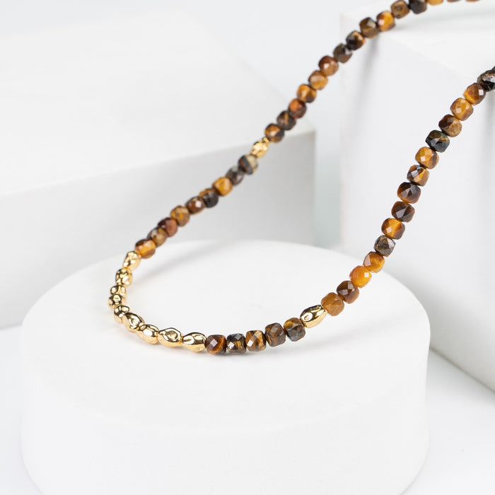 Sunset Caramel Tiger Eye 18k Gold-Plated Silver Necklace