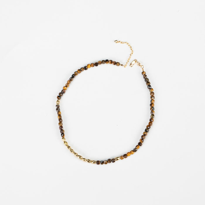 Sunset Caramel Tiger Eye 18k Gold-Plated Silver Necklace