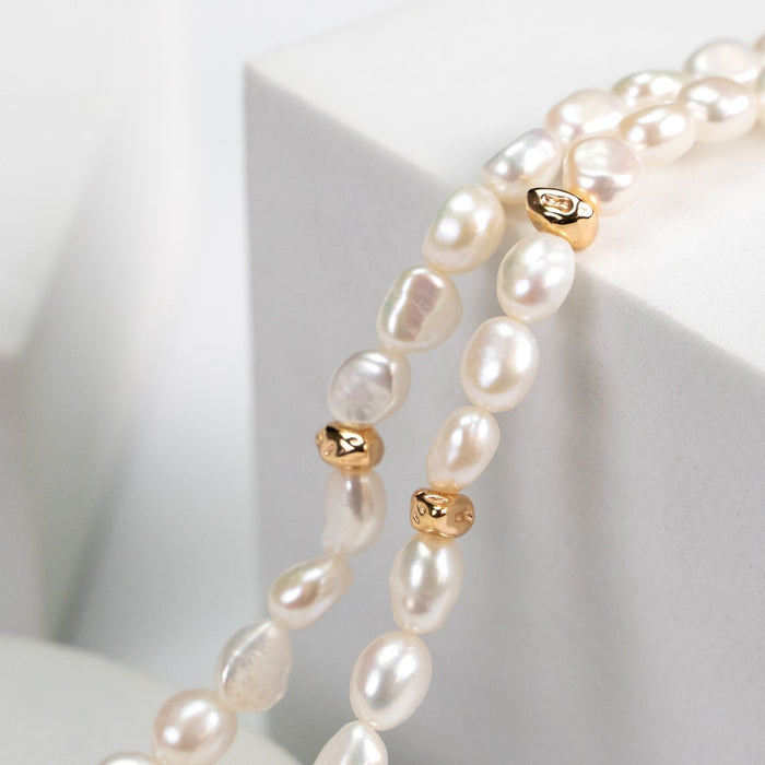 18k Gold-Plated Silver Natural Baroque Pearl Charm Necklace