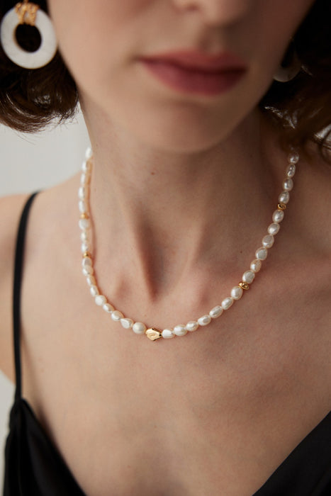 18k Gold-Plated Silver Natural Baroque Pearl Charm Necklace